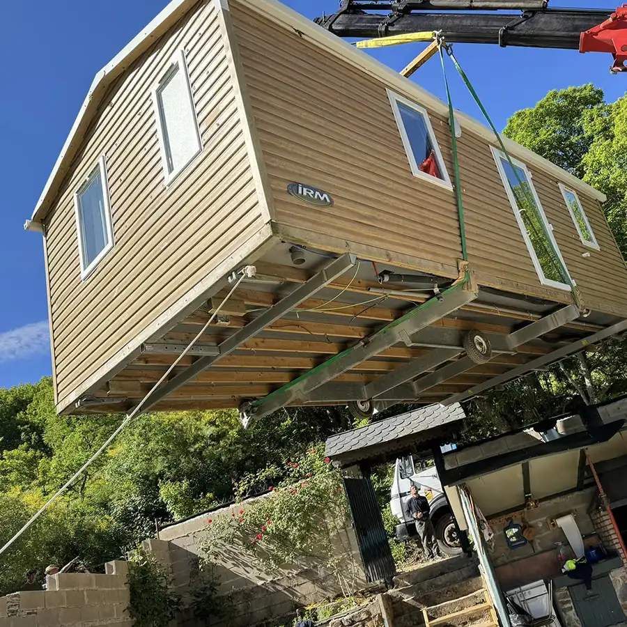 instalacion mobil home con grua